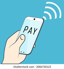 The concept of mobile payments. Pay online. vector