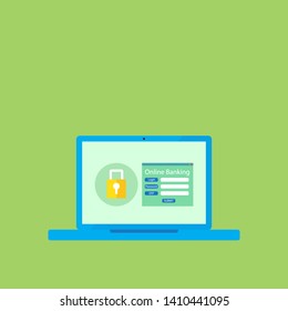 Concept of mobile payments, personal data protection. Transfer money from laptop and bank card.