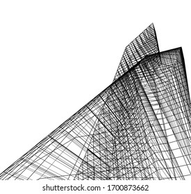 Concept modern architecture 3d illustration