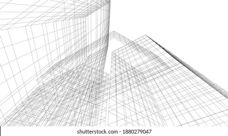 Concept of modern architecture building vector 3d illustration