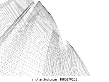 Concept of modern architecture building vector 3d illustration