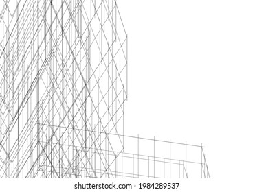 Concept of modern architecture drawing vector 3d illustration