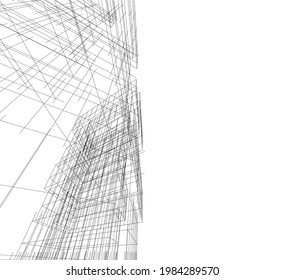 Concept of modern architecture drawing vector 3d illustration