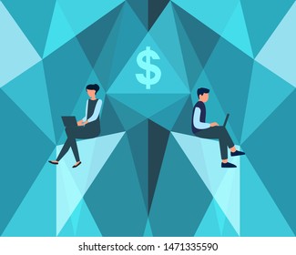 The concept of modern businessmen, background, clarity and commitment. Return to investment analysis and cooperation.Vector illustration.