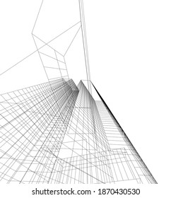 Concepto de construcción comercial moderna vector 3d ilustración