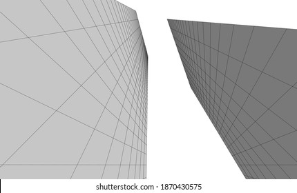 Concept of modern commercial building vector 3d illustration