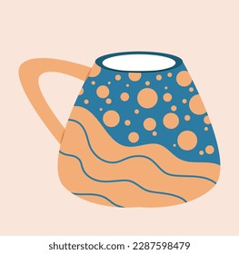 Concept Modern cup mug jar. This illustration features a flat vector design concept of a modern cup with a narrowed shape. Vector illustration.