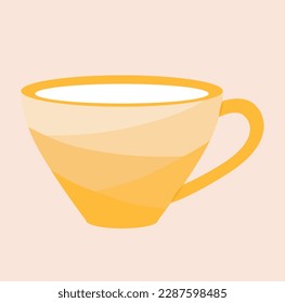 Concept Modern cup mug jar. This illustration showcases a flat vector design concept of a modern cup with a yellow gradient. Vector illustration.