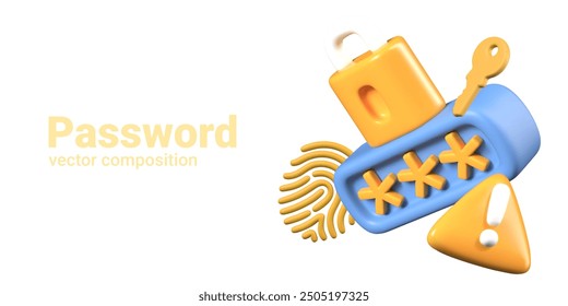 Concept of modern digital protection. Password for access