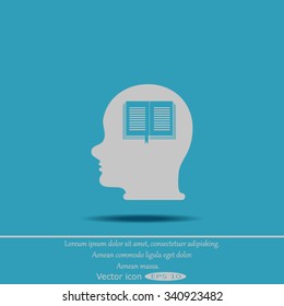The concept of modern education. Infographic Template with profile head and book 