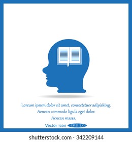 The concept of modern education. Infographic Template with profile head and book 
