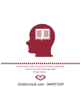 The concept of modern education. Infographic Template with profile head and book
