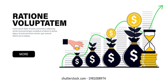 Concept in modern flat black colors for website and mobile website development on the topic capital growth, Financial investments or money savings, growing up capital.