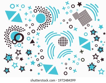 Concept modern geometric shapes. Square triangular shape. Circle star triangle poly abstract vector illustration print fabric textile cloth. Trendy backdrop creative background decor decorative paper 