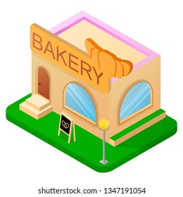 Concept of a modern graphic vector trade building for web design online store, app and other of your project. Isometric store icon. Pretty nice city isometric buildings isolated. isometric shops.