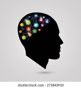 The concept of modern infographics. Template with head. Vector 