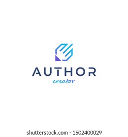 The concept of a modern and simple pencil logo, writing or artist