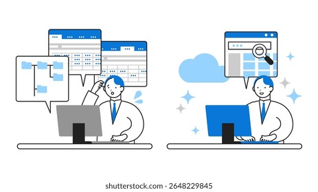 Concept: modern, smart, transformative. Cartoon character heads of People driving digital change. Close-up illustrations of CRM Efficiency Boost. Vector illustration.