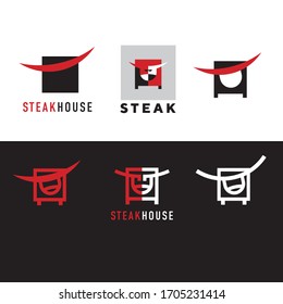 Concept modern style steakhouse logo. Meat reastaurant brand template.