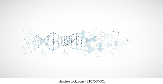 concept of molecular connection and DNA dissociation medical  abstract illustration