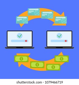 Concept of money circulation. Vector illustration.