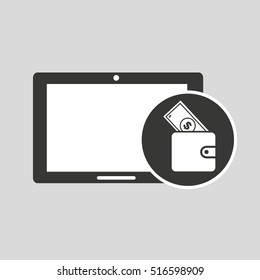 concept money tablet digital graphic vector illustration eps 10