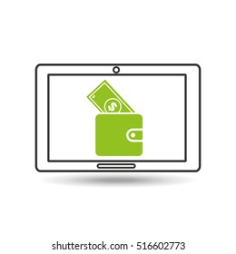 concept money tablet digital graphic vector illustration eps 10