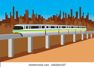 The Concept Of Monorail Sky Train Background With The City Drawing In Vector