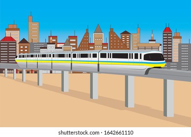 The Concept Of Monorail Sky Train Background With The City Drawing In Vector