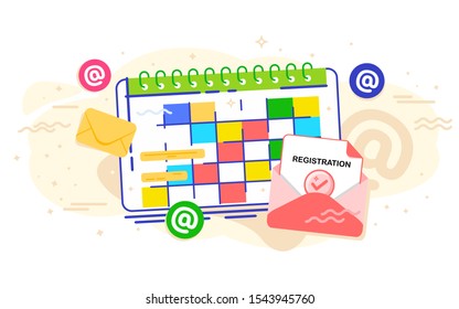 Concept month after registration.  Instagram. Influencer, followers. Banner Vector illustration, confirm, login, love, like, message, social media, mail, email, calendar, cards, posters. - Vector