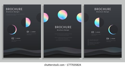 Concept of moon and lunar phase, holographic design with clipping masks, cover template for brochure, flyer, and poster use