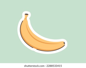 Concept Morning routine banana. This is a flat vector illustration of a cartoon banana on a light green background. It is a part of the morning routine concept. Vector illustration.