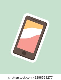 Concept Morning routine phone. This illustration features a flat, vector design of a phone in a morning routine on a soft light green background. Vector illustration.