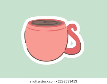 Concept Morning routine tea coffee mug cup. This is a flat vector illustration featuring a concept of morning routine with a cartoon design of a green tea coffee mug. Vector illustration.