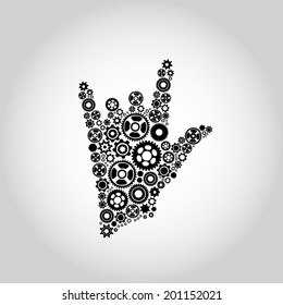 the concept of motion. Human hand starts the mechanism