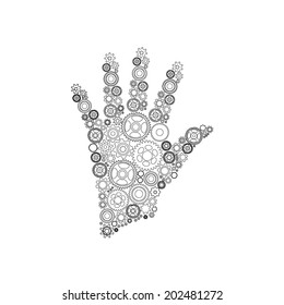 the concept of motion. Human hand starts the mechanism