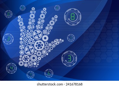 the concept of motion. Human hand starts the mechanism