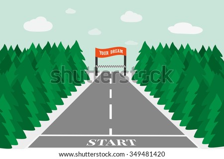 Concept motivating to achieve the objectives . The easy way to your dream . Race to the finish line where your goals in life.