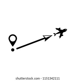 concept of movement. aircraft and location icon. vector icon