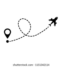 concept of movement. aircraft and location icon. vector icon