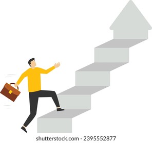 Concept Moving forward to achieve success, career development or work venture concept, confident ambitious businessman walking forward with arrow symbol, motivation to achieve business target.

