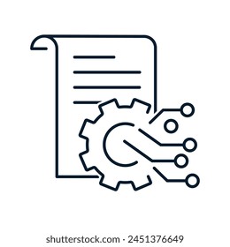 The concept is a multifunctional technology for processing, structuring and integrating data. Vector icon isolated on white background.