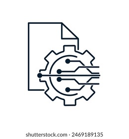 The concept is a multifunctional technology for processing, structuring and integrating data. Vector icon isolated on white background.