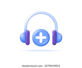 concept of music for health. sound therapy or music for health. illustration of a headphone and a health symbol. icon or symbol. minimalist 3d style design. element