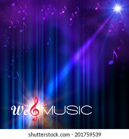 Concept music & spotlight background. Vector illustration