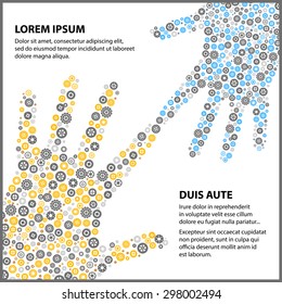 the concept of mutual aid - the fingers touching each other, arms of the mechanisms background for text decoration