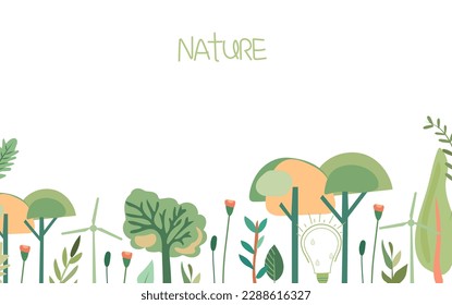 The concept of nature conservation and ecology. Nature as a source of energy for man. Planet earth in the hands of man. Green planet, earth day. Suitable for social posters, cards, logos, banner