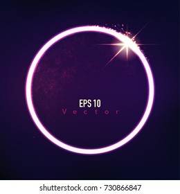 concept of nature in universe, eclipse with purple beam and bright light dust