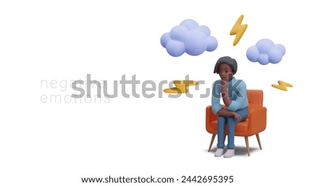 Concept of negative emotions, frustration. Bad mood, sadness, anger, depression