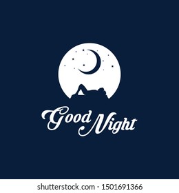 The concept of negative space logo, good night, sleep tight and sweet dreams.